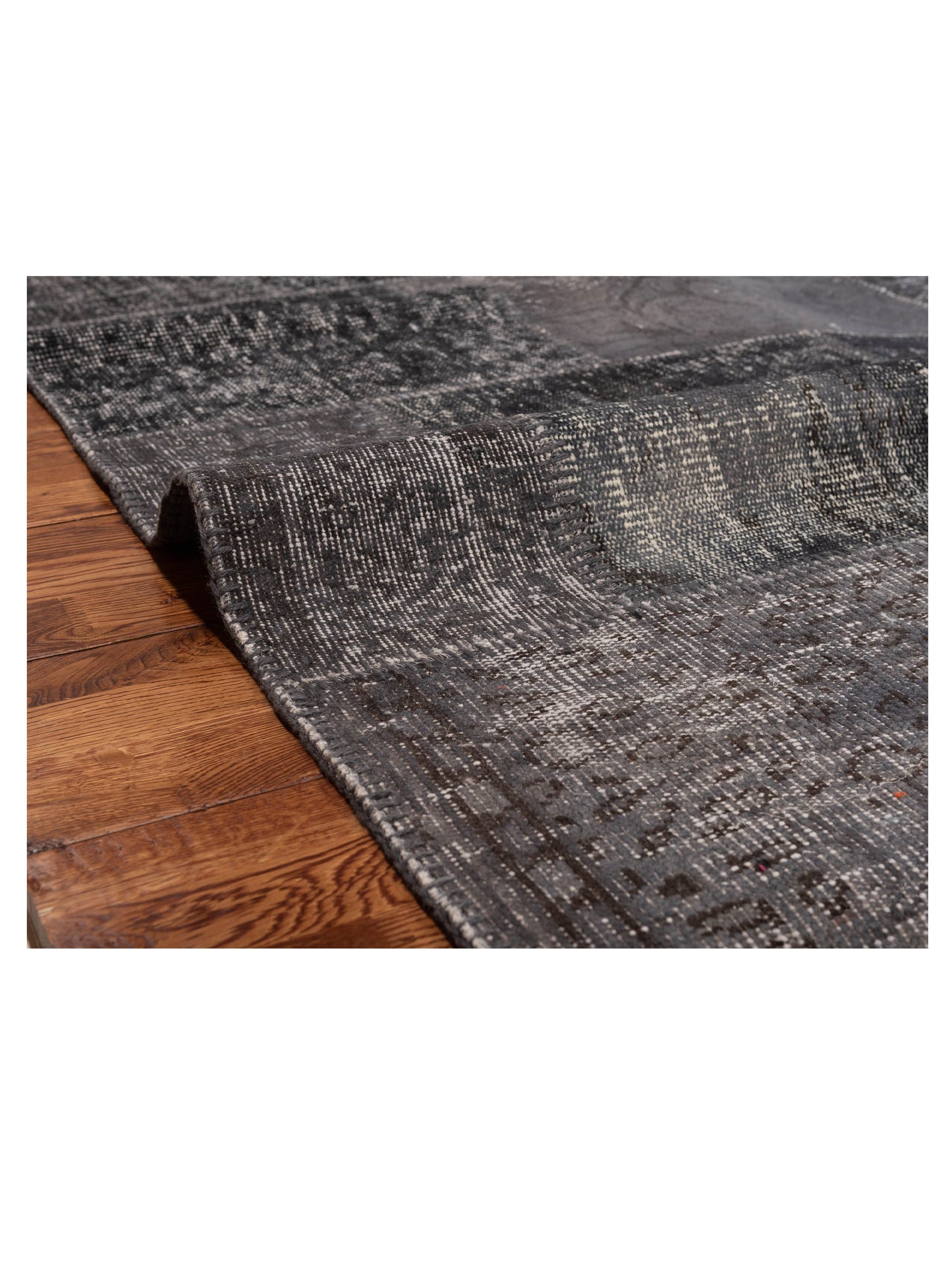Patchwork Charcoal 4.11x8 Hand Knotted Rug