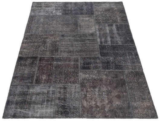 Patchwork Dark Gray Dark Gray 5x7.11 Hand Knotted Rug