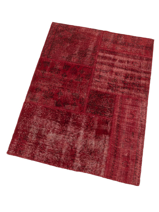 Patchwork Red 3.3x4.11 Hand Knotted Rug