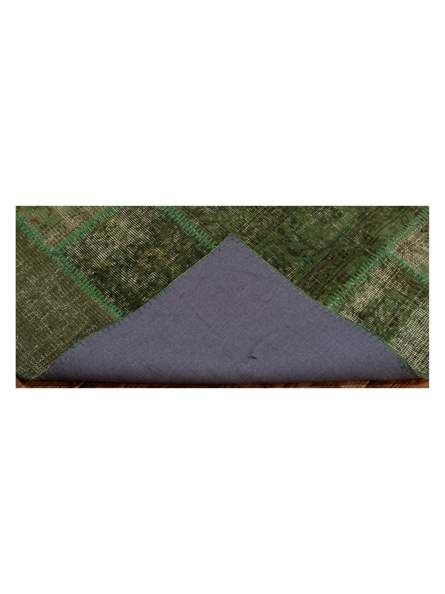 Patchwork Green 3.11x5.11 Hand Knotted Rug