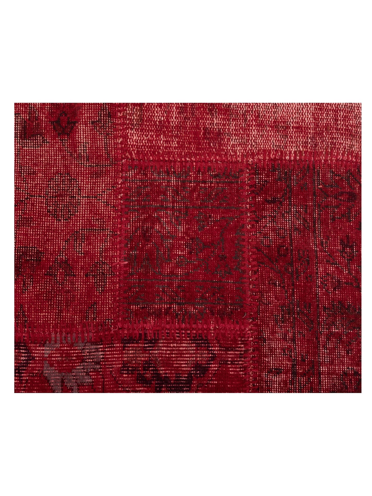 Patchwork Red 3.3x4.11 Hand Knotted Rug