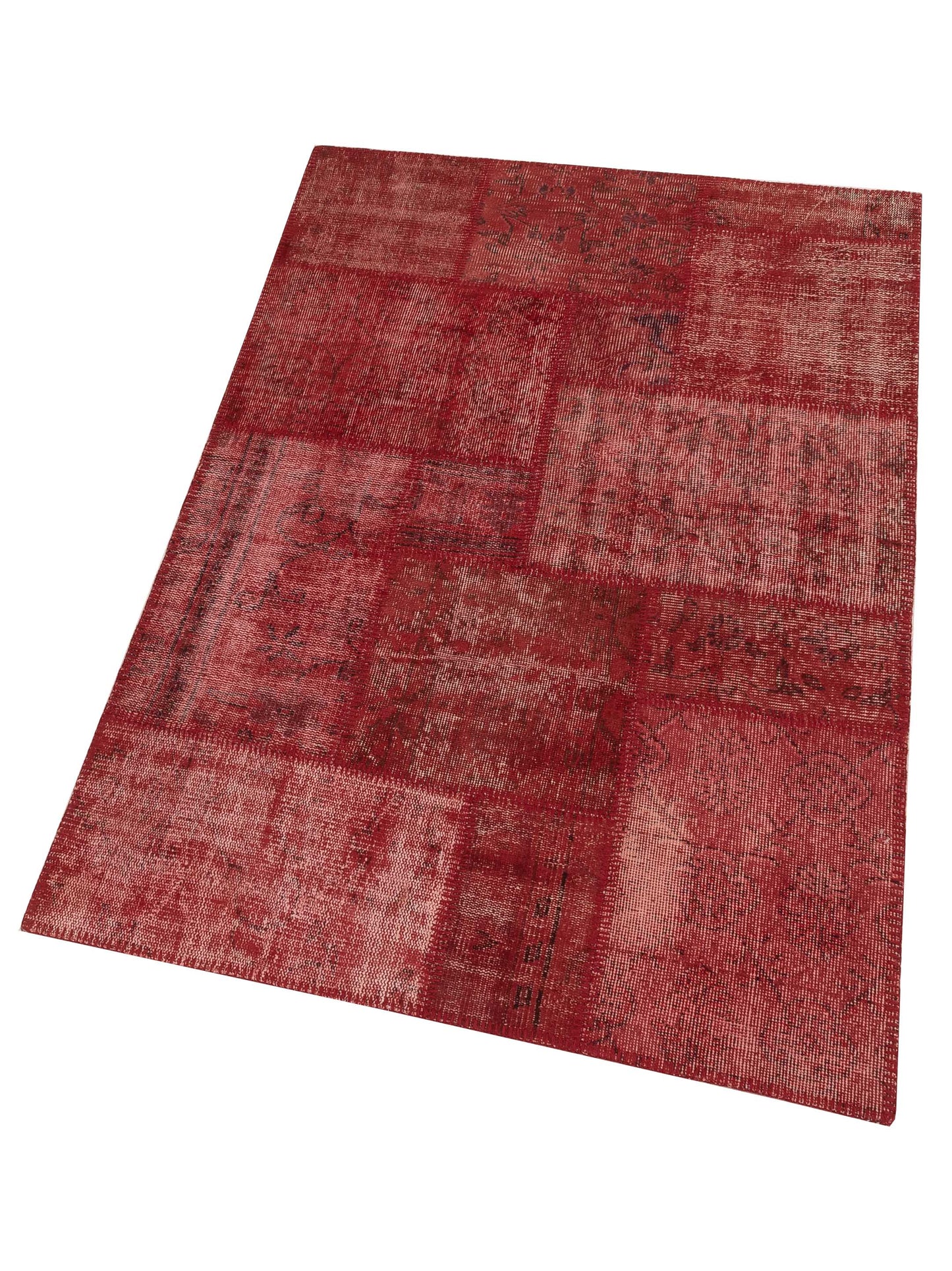 Patchwork Red 3.11x5.11 Hand Knotted Rug