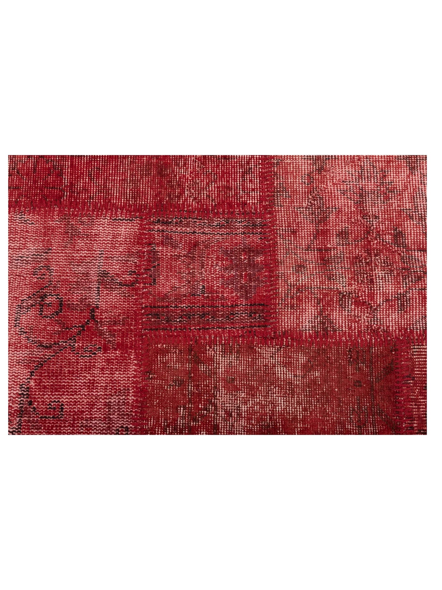Patchwork Red 3.11x5.11 Hand Knotted Rug