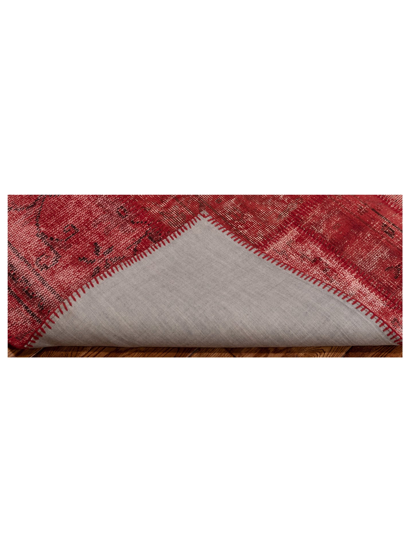 Patchwork Red 3.11x5.11 Hand Knotted Rug
