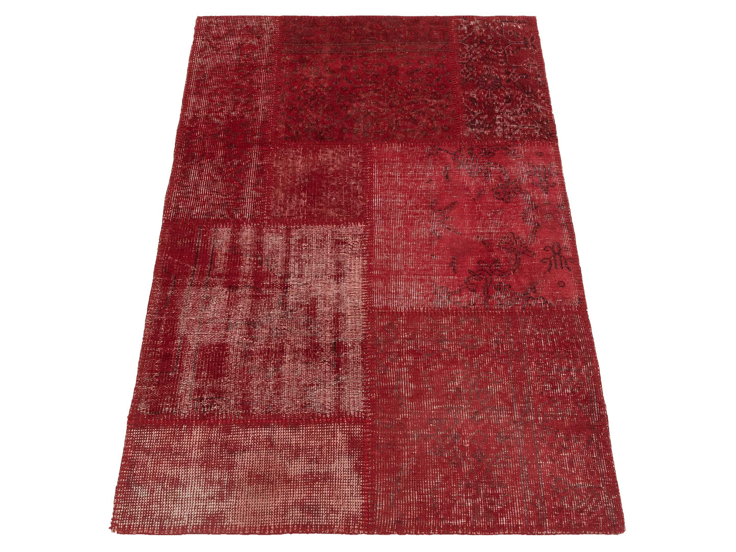 Patchwork Red 3.4x4.11 Hand Knotted Rug
