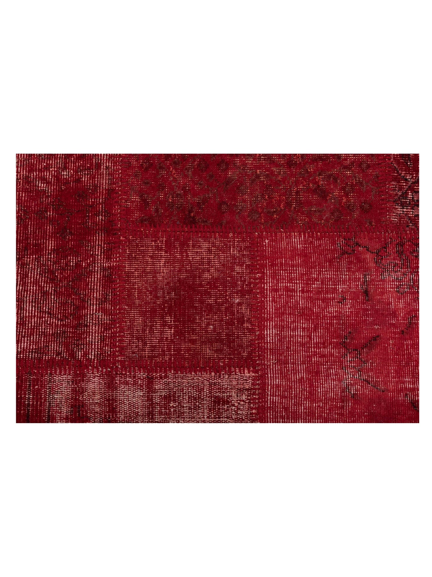 Patchwork Red 3.4x4.11 Hand Knotted Rug
