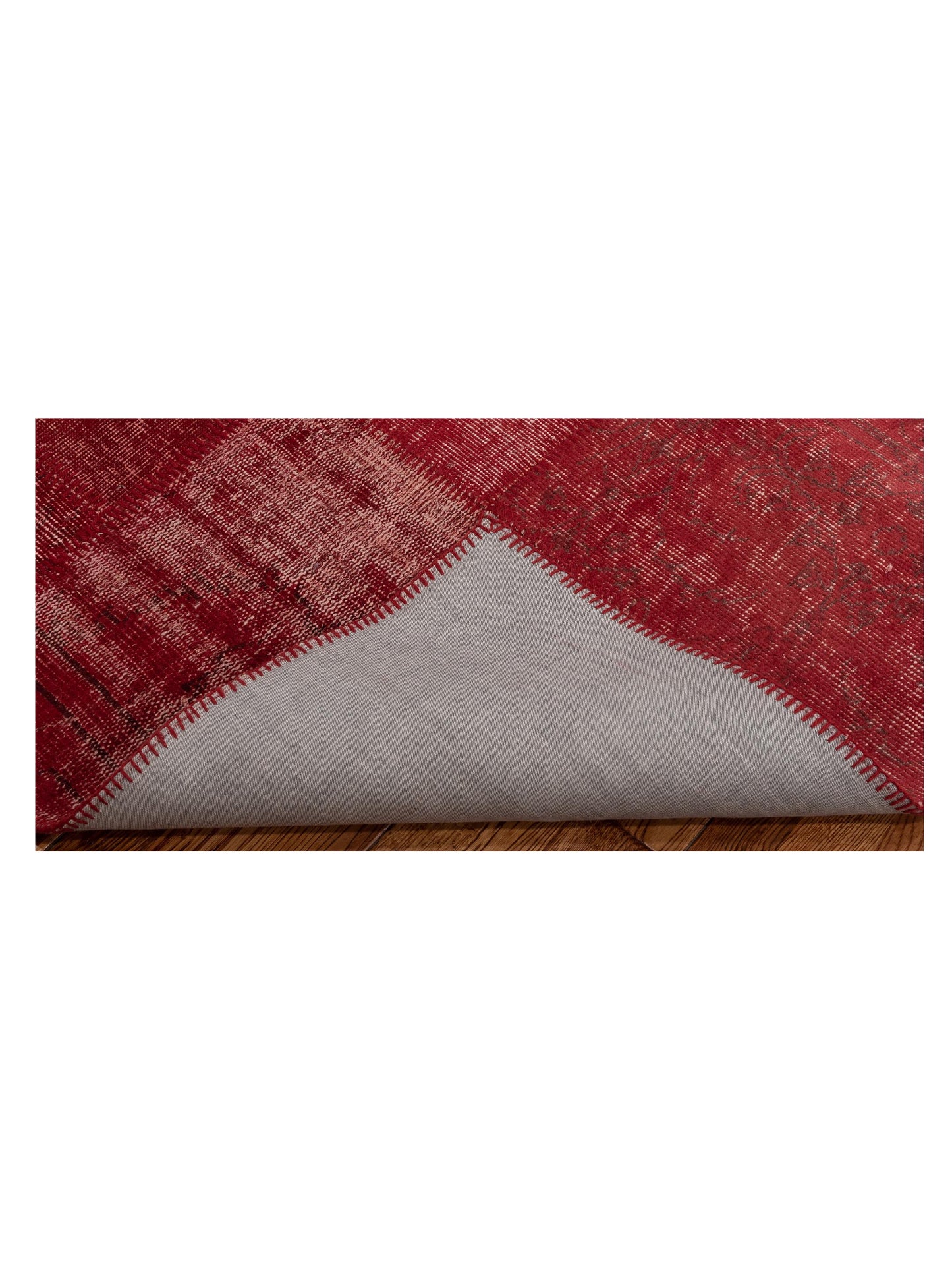 Patchwork Red 3.4x4.11 Hand Knotted Rug