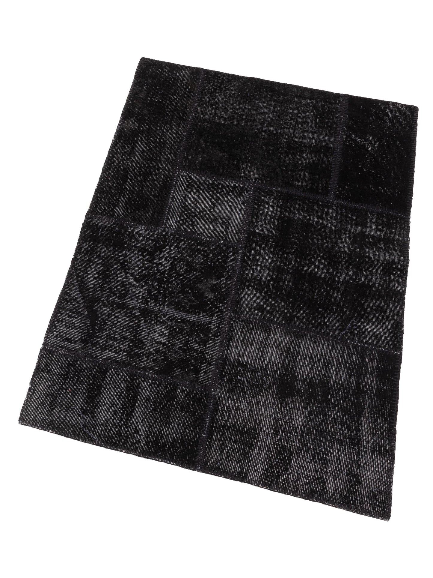 Patchwork Black 3.4x4.11 Hand Knotted Rug