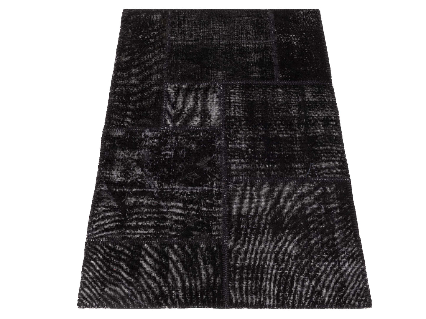 Patchwork Black 3.4x4.11 Hand Knotted Rug