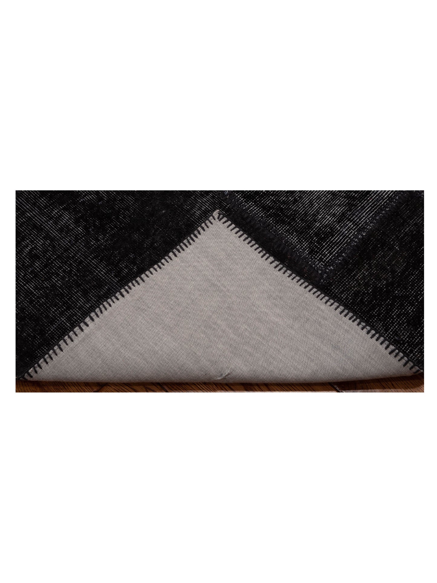 Patchwork Black 3.4x4.11 Hand Knotted Rug