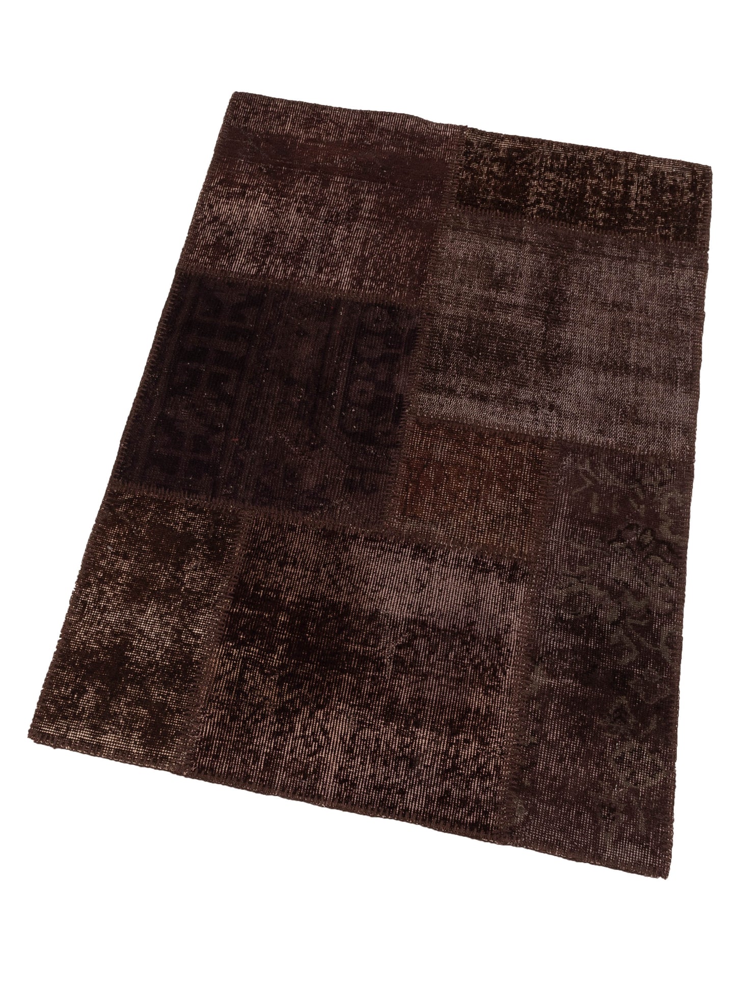 Patchwork Brown 3.4x4.11 Hand Knotted Rug