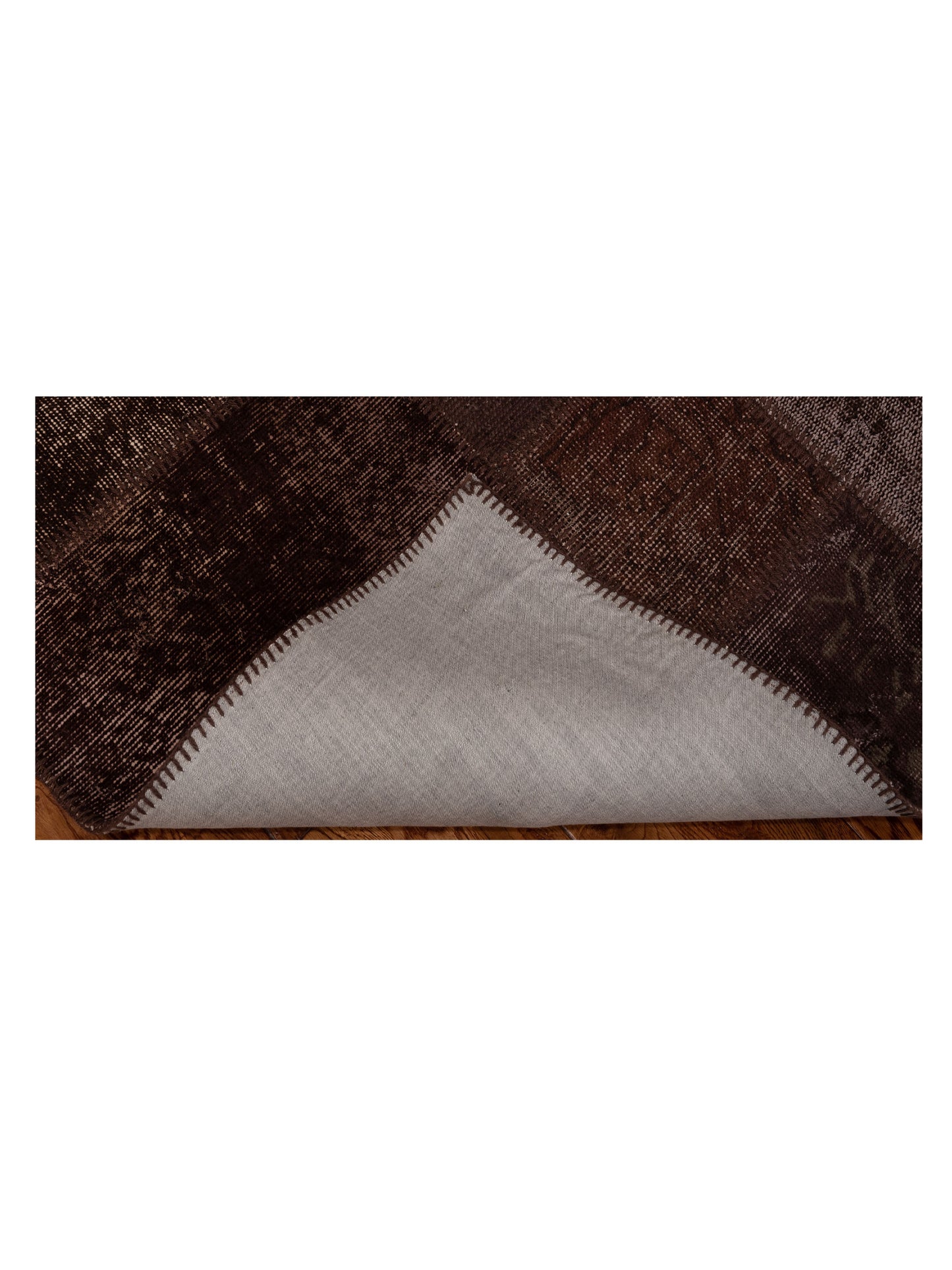 Patchwork Brown 3.4x4.11 Hand Knotted Rug