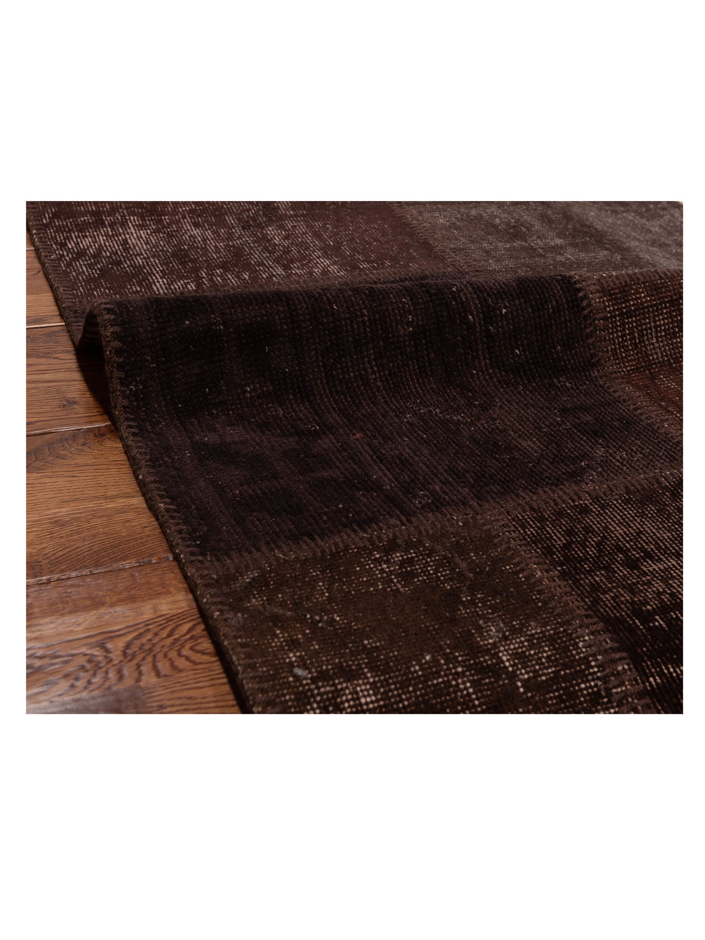 Patchwork Brown 3.4x4.11 Hand Knotted Rug