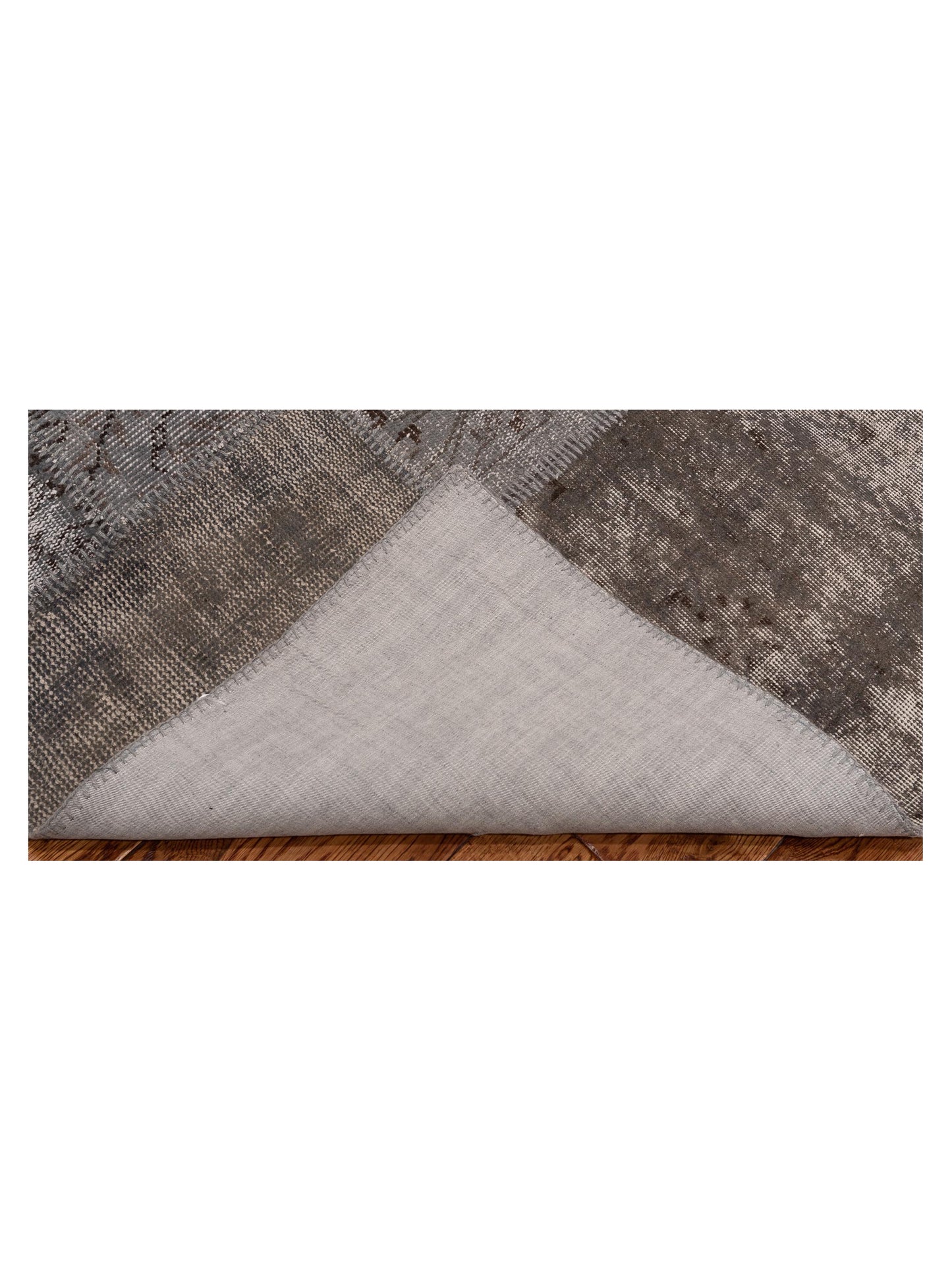 Patchwork Gray 3.4x4.11 Hand Knotted Rug