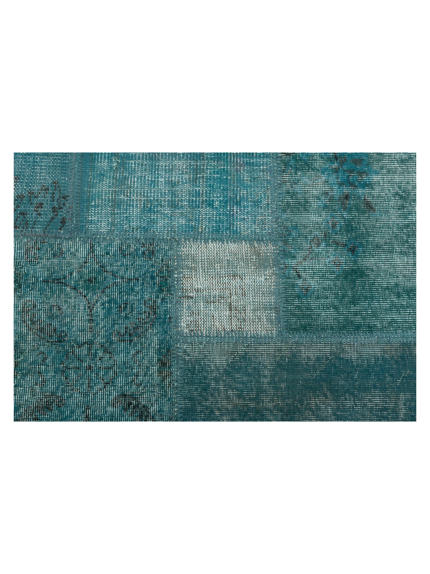Patchwork Turquoise 3.11x5.11 Hand Knotted Rug