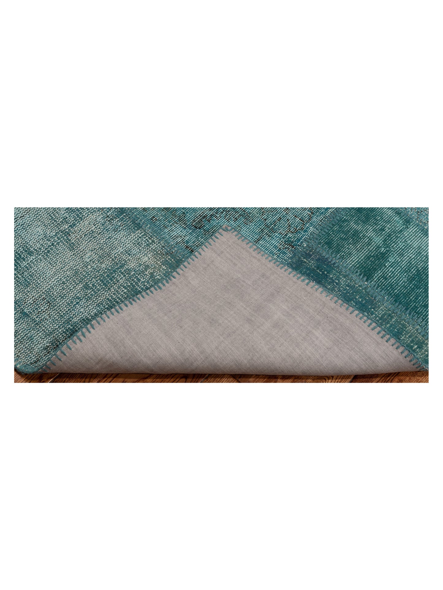 Patchwork Turquoise 3.11x5.11 Hand Knotted Rug