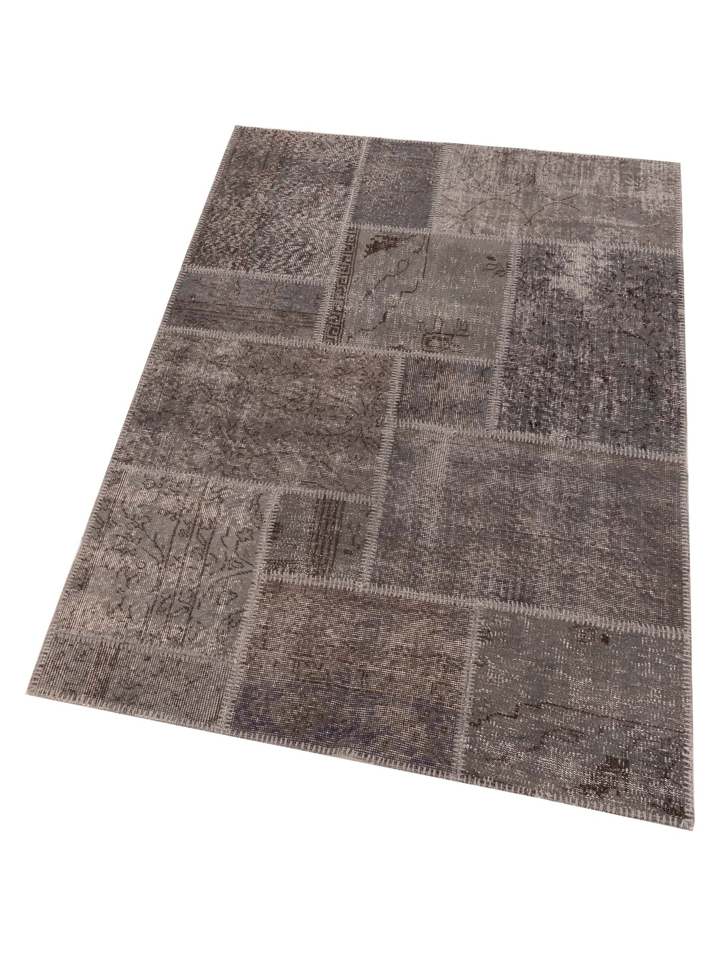 Patchwork Gray 4x6 Hand Knotted Rug