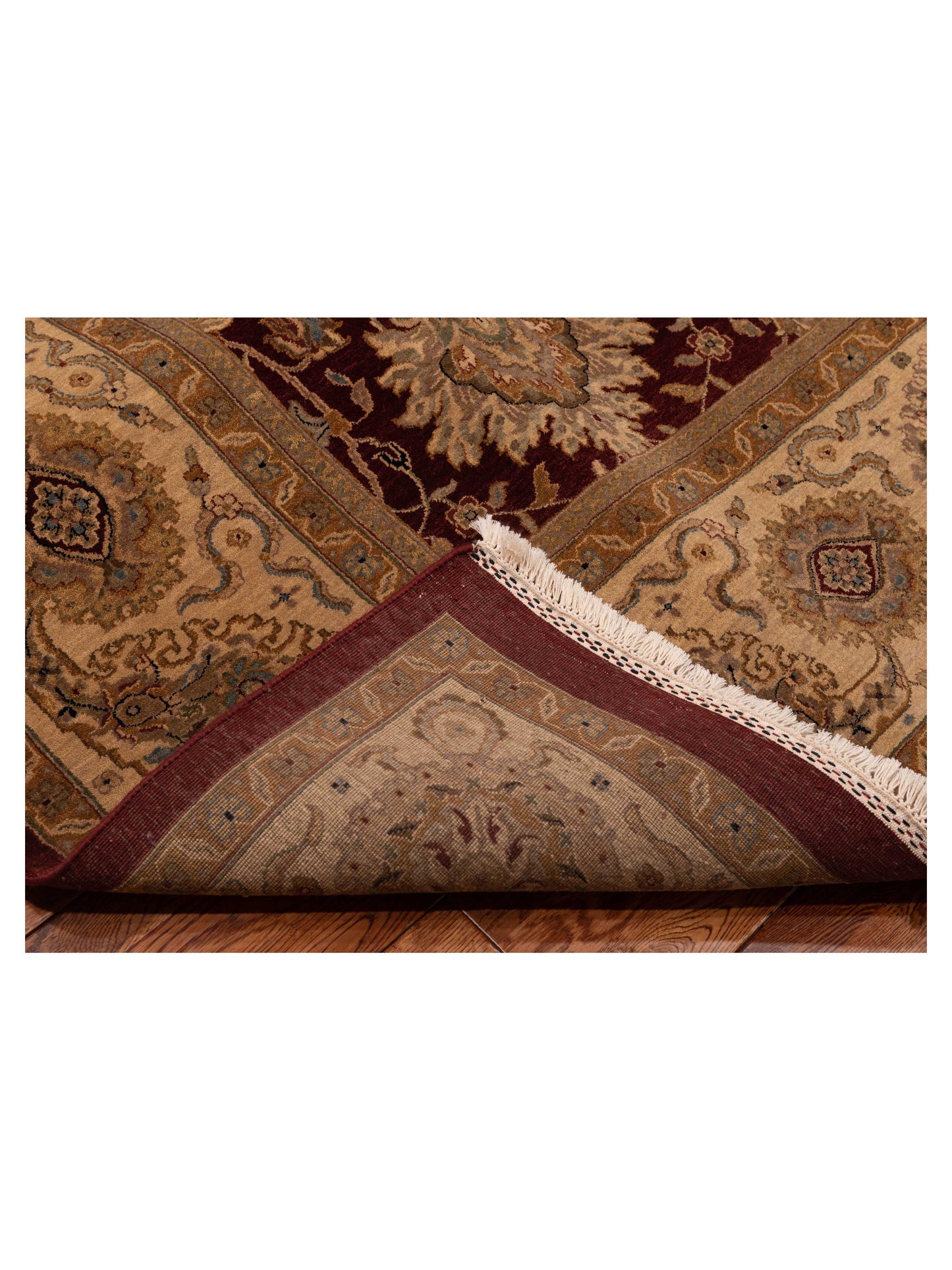 Sansira Burgundy Cream 9.4x12.1 Hand Knotted Rug
