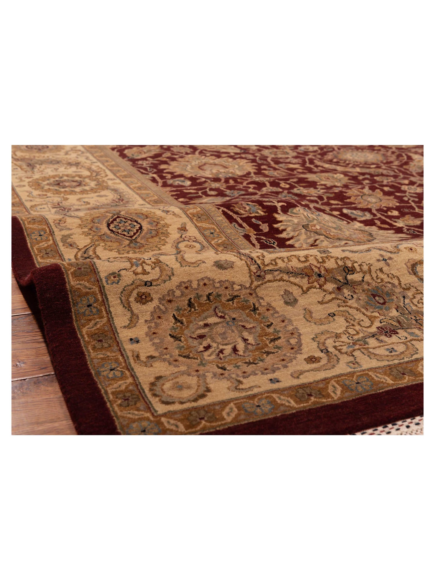 Sansira Burgundy Cream 9.4x12.1 Hand Knotted Rug