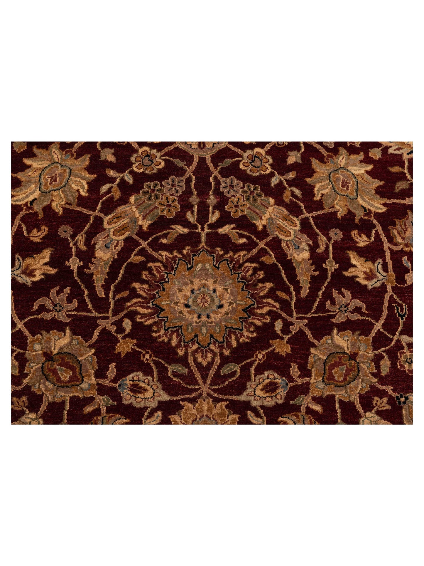 Sansira Burgundy Cream 9.4x12.1 Hand Knotted Rug