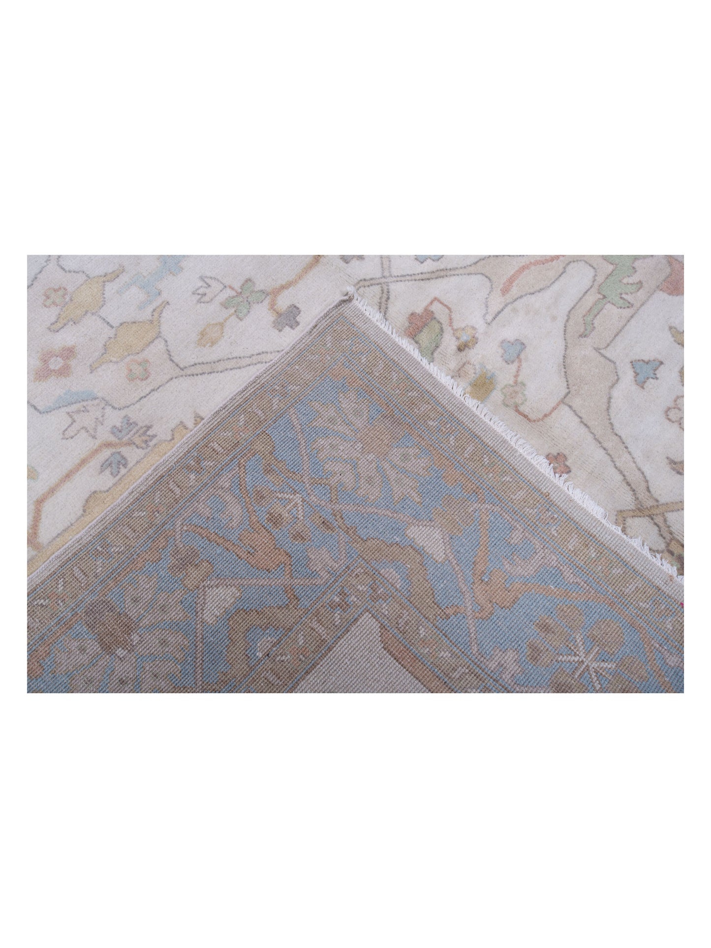 Oushak Ivory Light Blue 8.2x9.9 Hand Knotted Rug