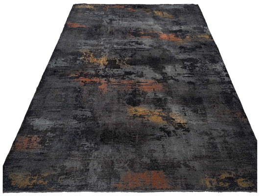 Vintage Dark Gray 9.9x13 Hand Knotted Rug