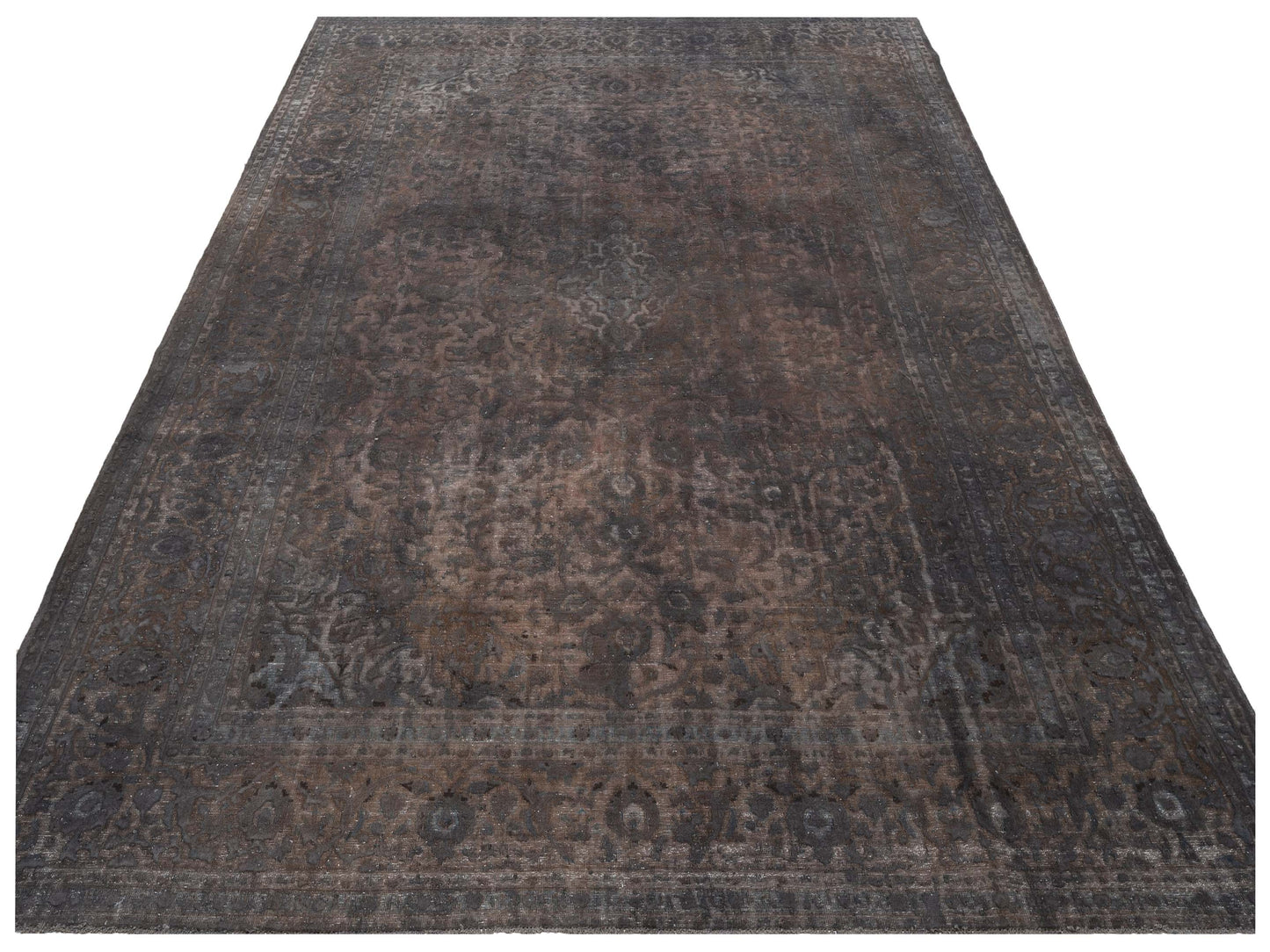 Vintage Dark Gray 10x13.6 Hand Knotted Rug