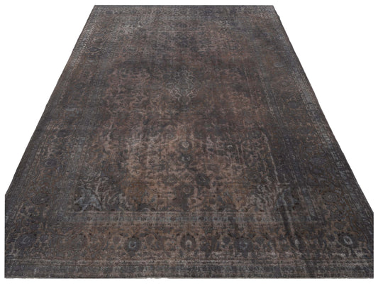 Vintage Dark Gray 10x13.6 Hand Knotted Rug