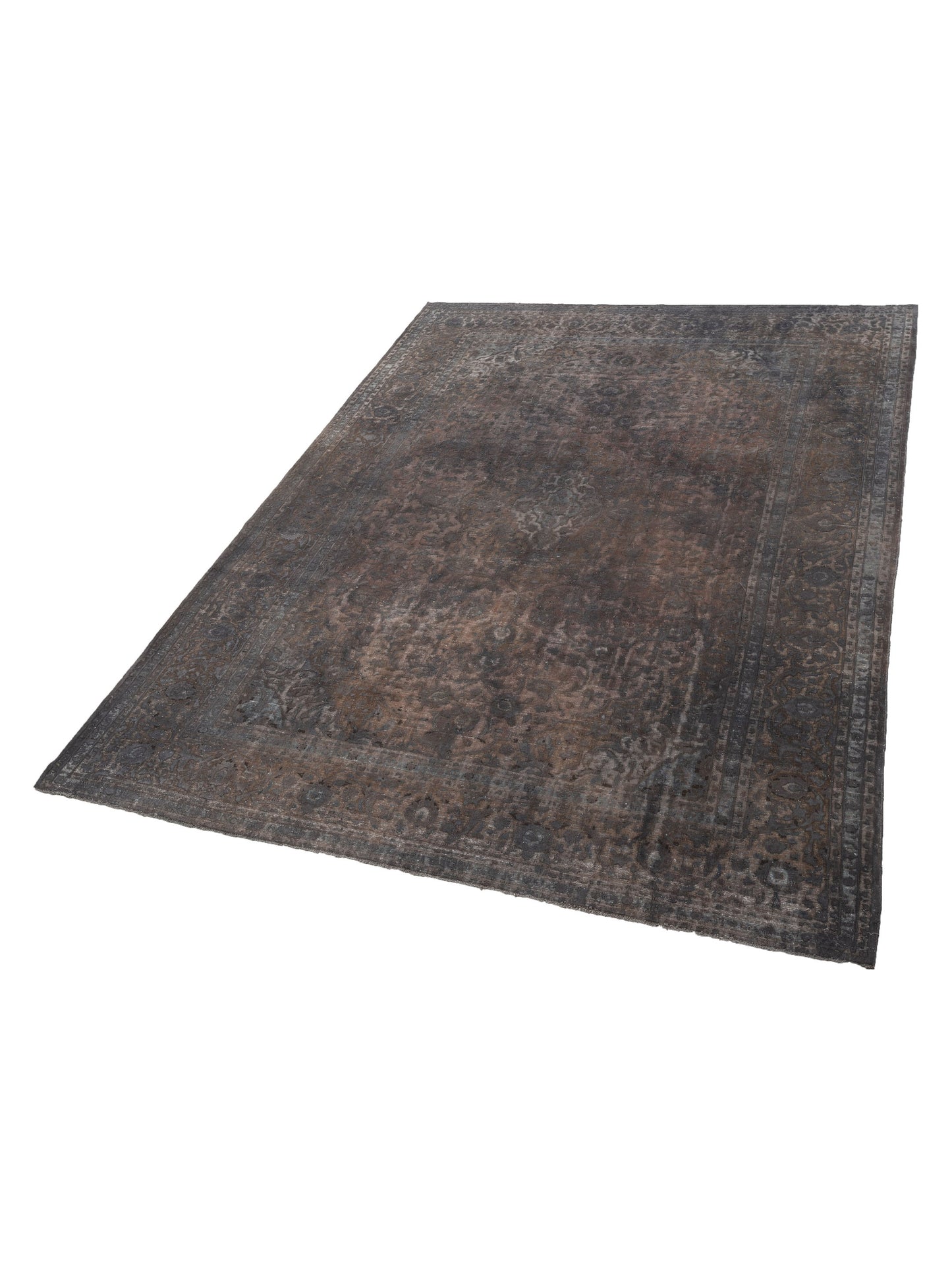 Vintage Dark Gray 10x13.6 Hand Knotted Rug