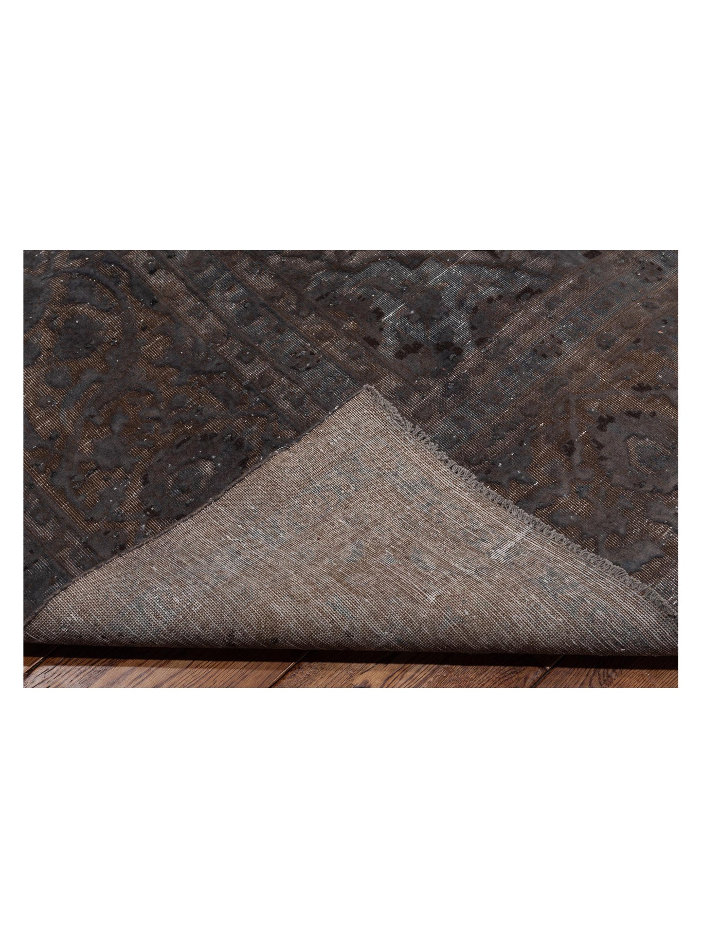 Vintage Dark Gray 10x13.6 Hand Knotted Rug