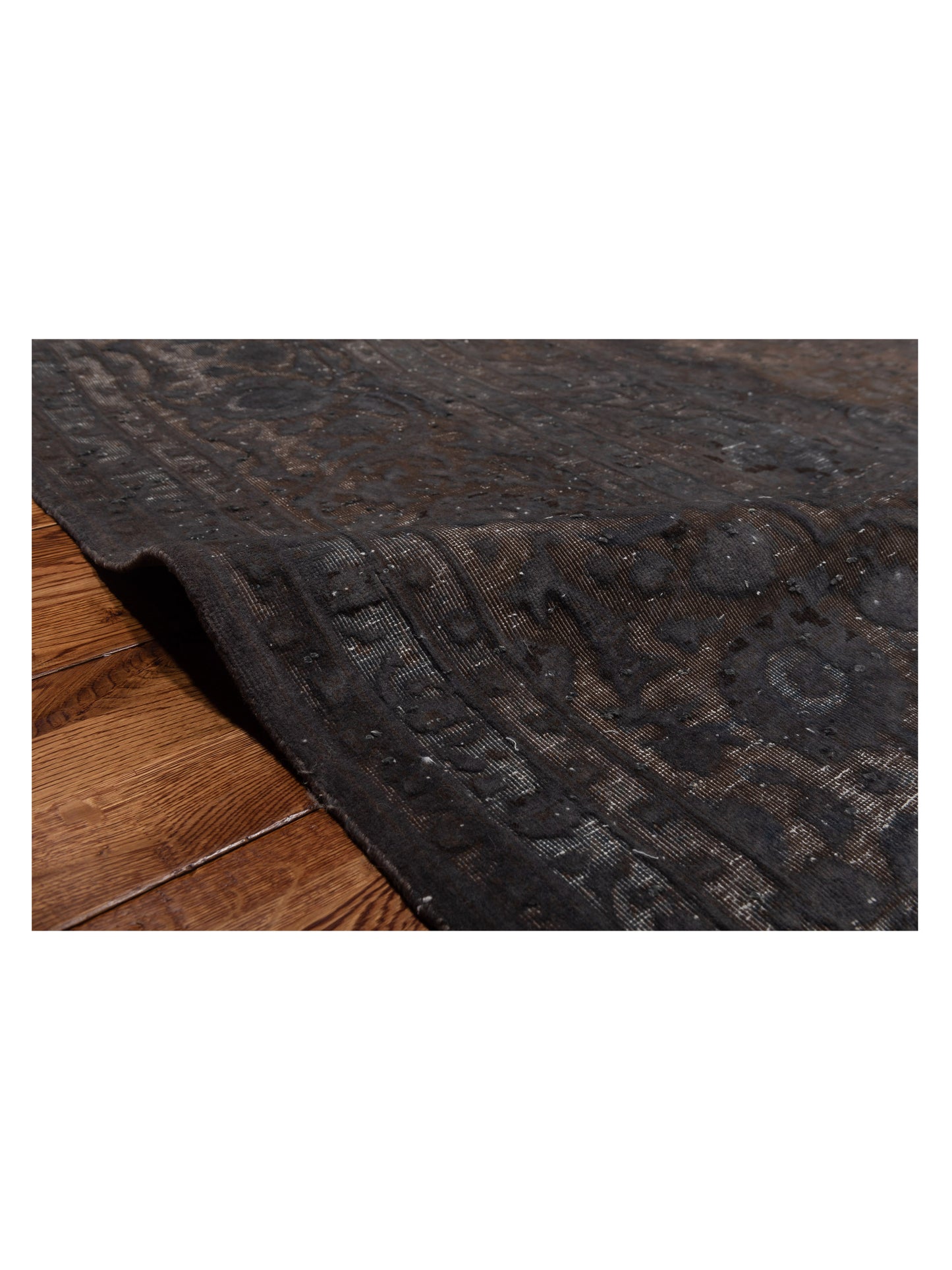 Vintage Dark Gray 10x13.6 Hand Knotted Rug