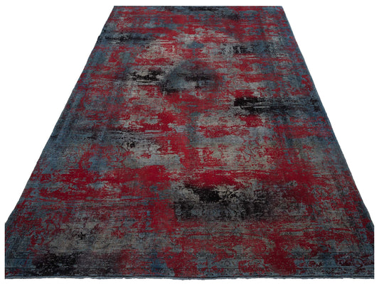 Vintage Gray Red 9.9x13.8 Hand Knotted Rug