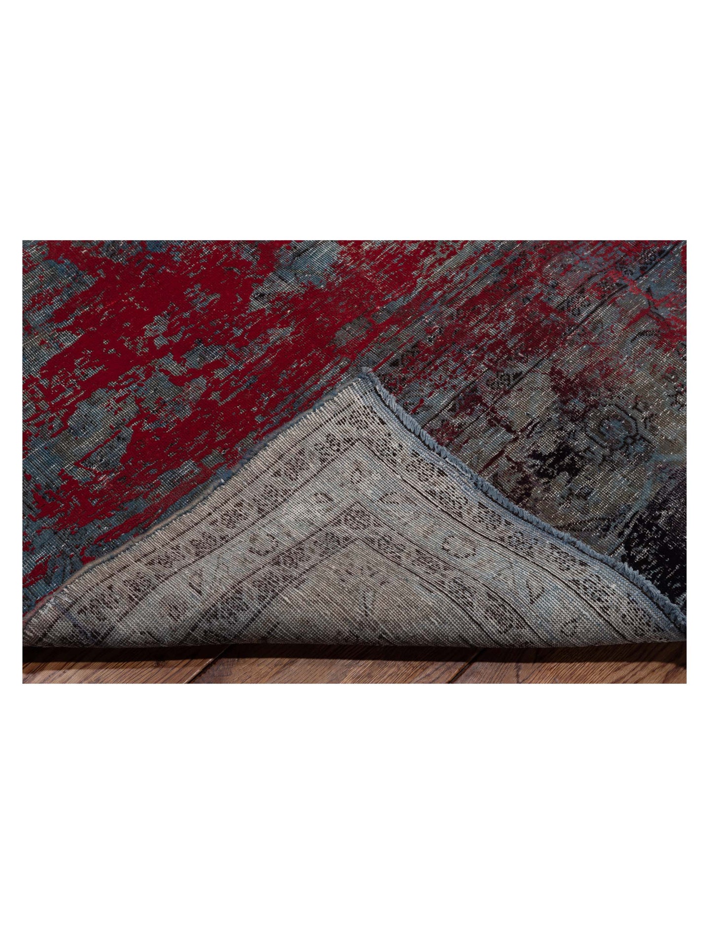 Vintage Gray Red 9.9x13.8 Hand Knotted Rug