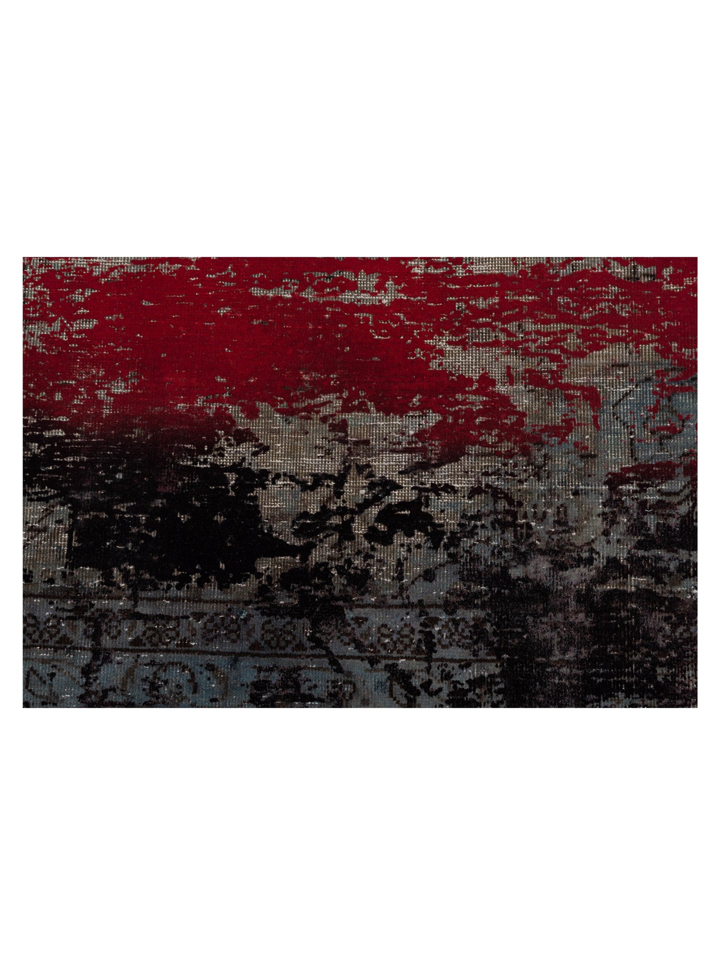 Vintage Gray Red 9.9x13.8 Hand Knotted Rug