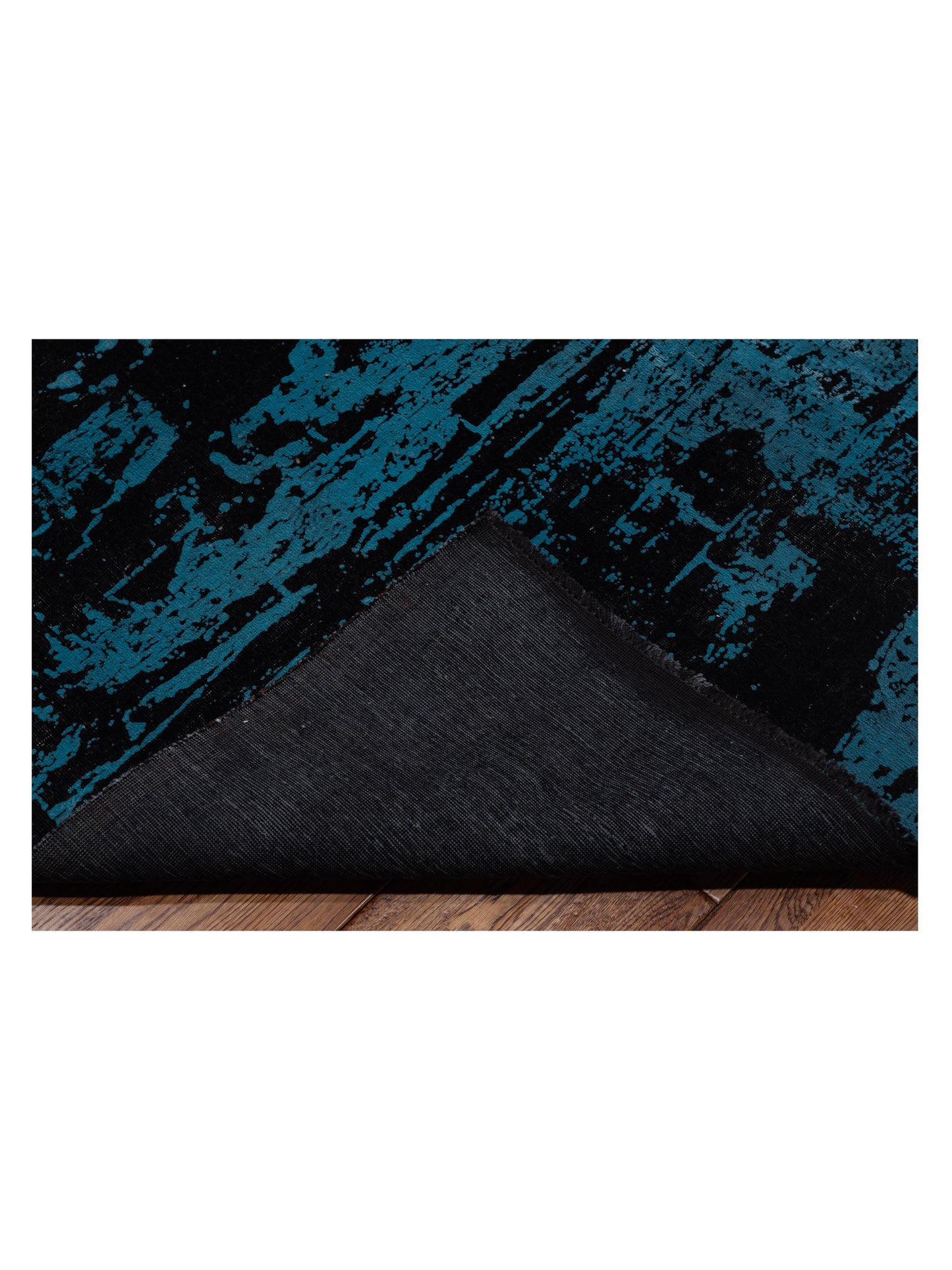 Vintage Black Blue 9.10x13.6 Hand Knotted Rug