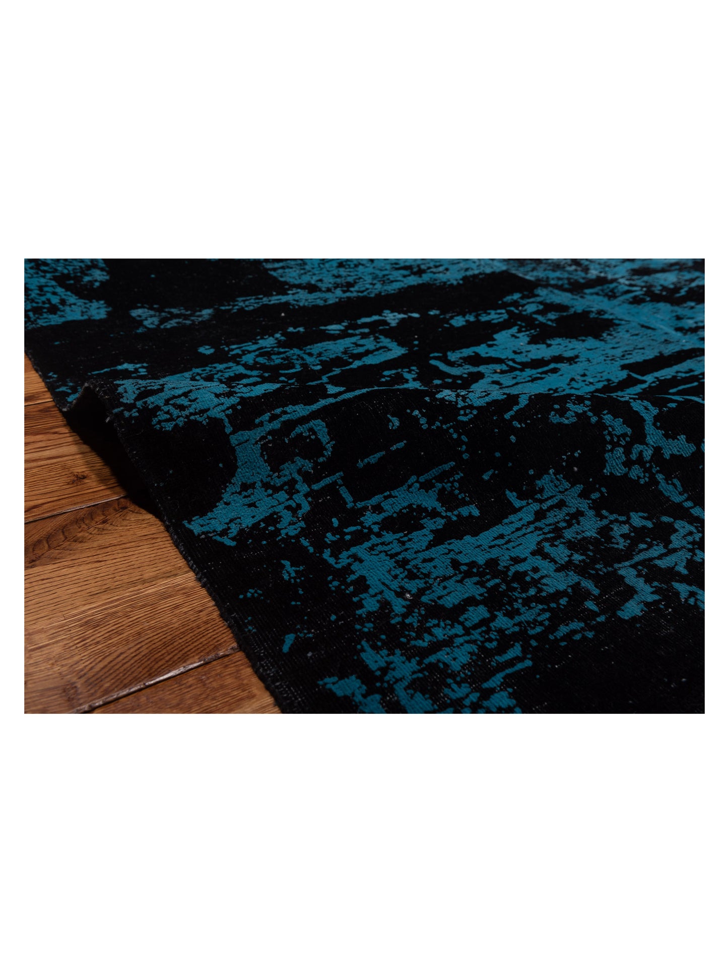 Vintage Black Blue 9.10x13.6 Hand Knotted Rug