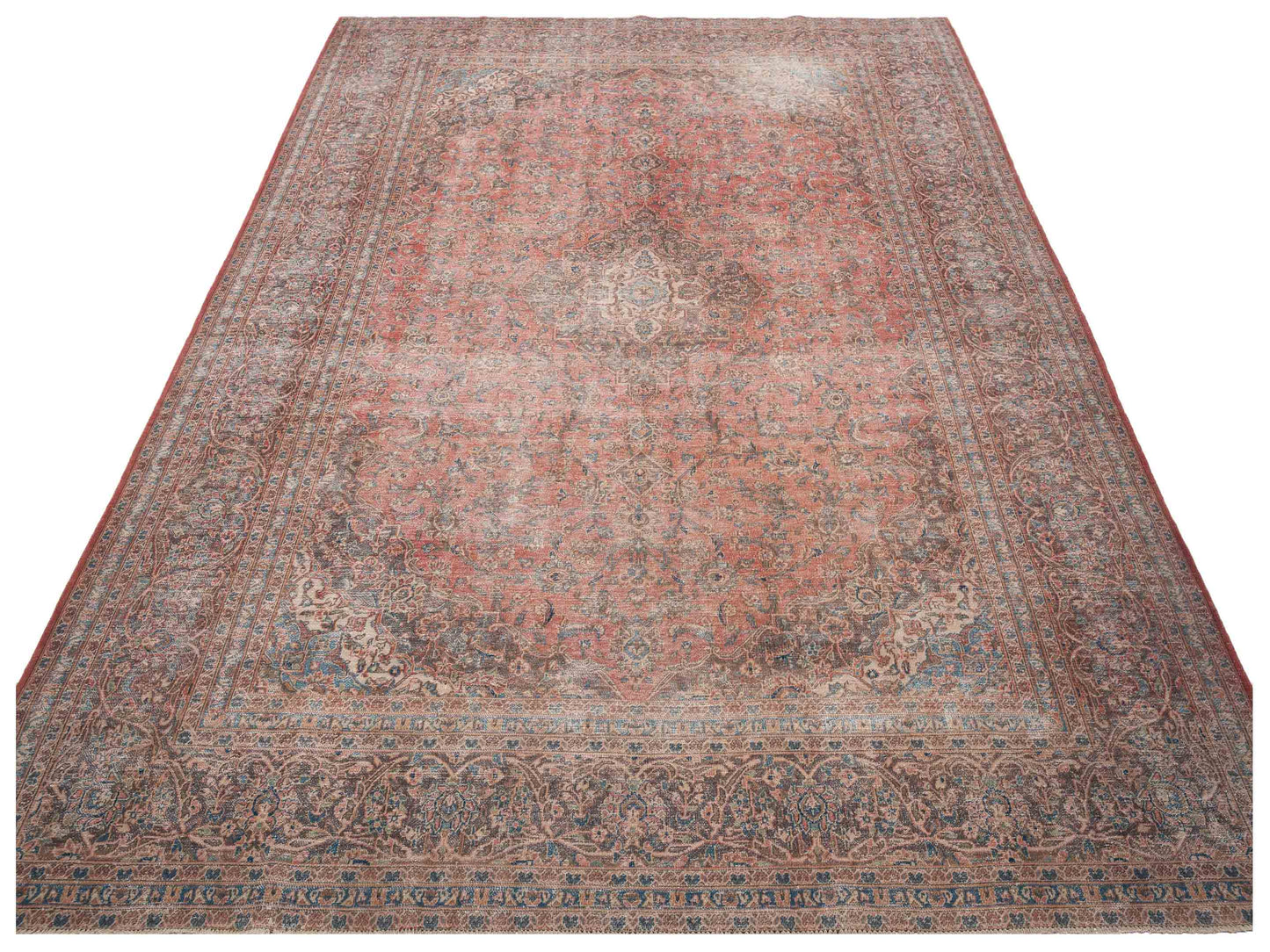 Vintage Rust Brown 9.10x12.9 Hand Knotted Rug