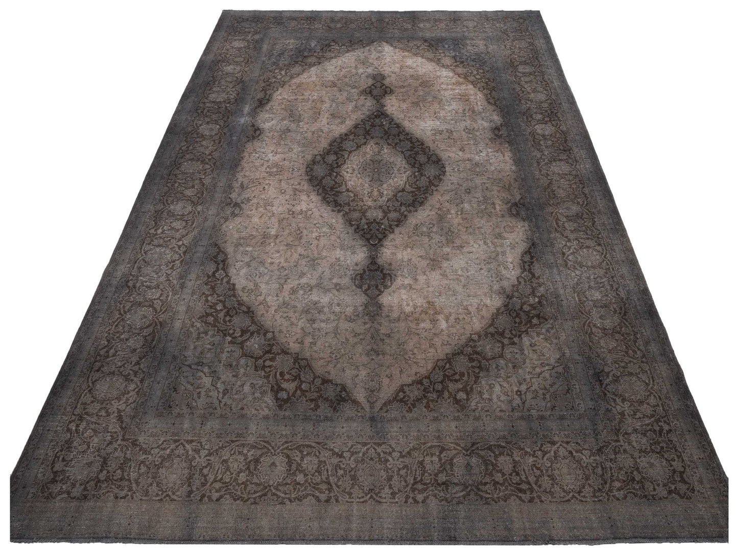 Vintage Dark Gray 9.8x13 Hand Knotted Rug