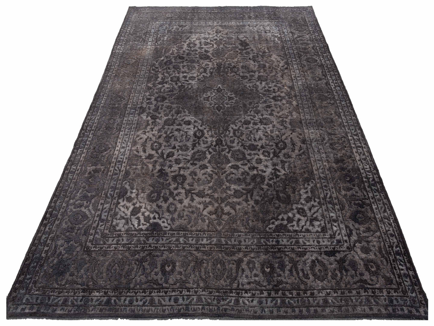 Vintage Dark Gray 9.7x13.2 Hand Knotted Rug