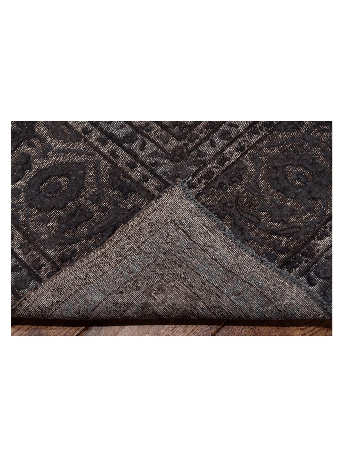 Vintage Dark Gray 9.7x13.2 Hand Knotted Rug