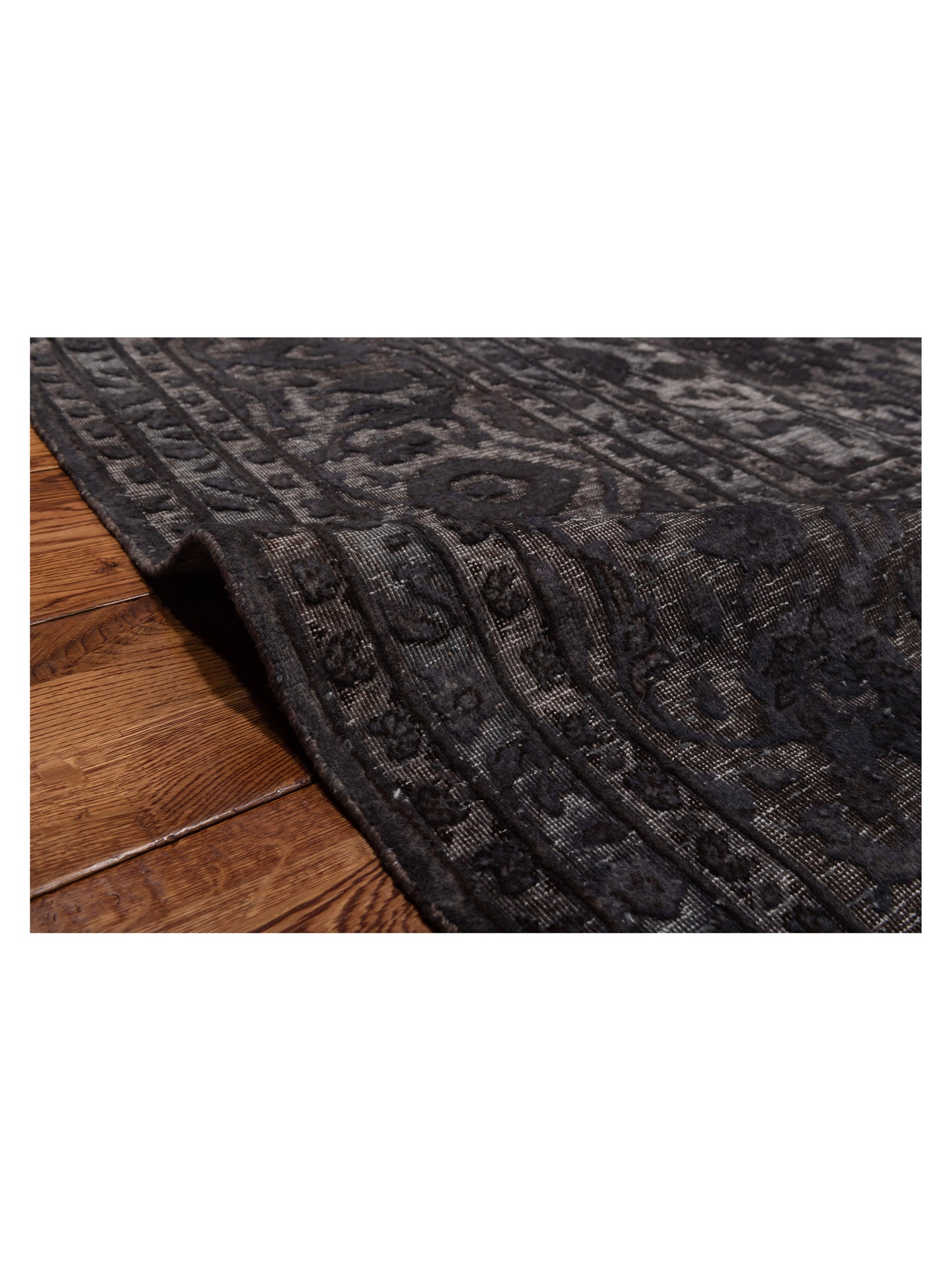Vintage Dark Gray 9.7x13.2 Hand Knotted Rug