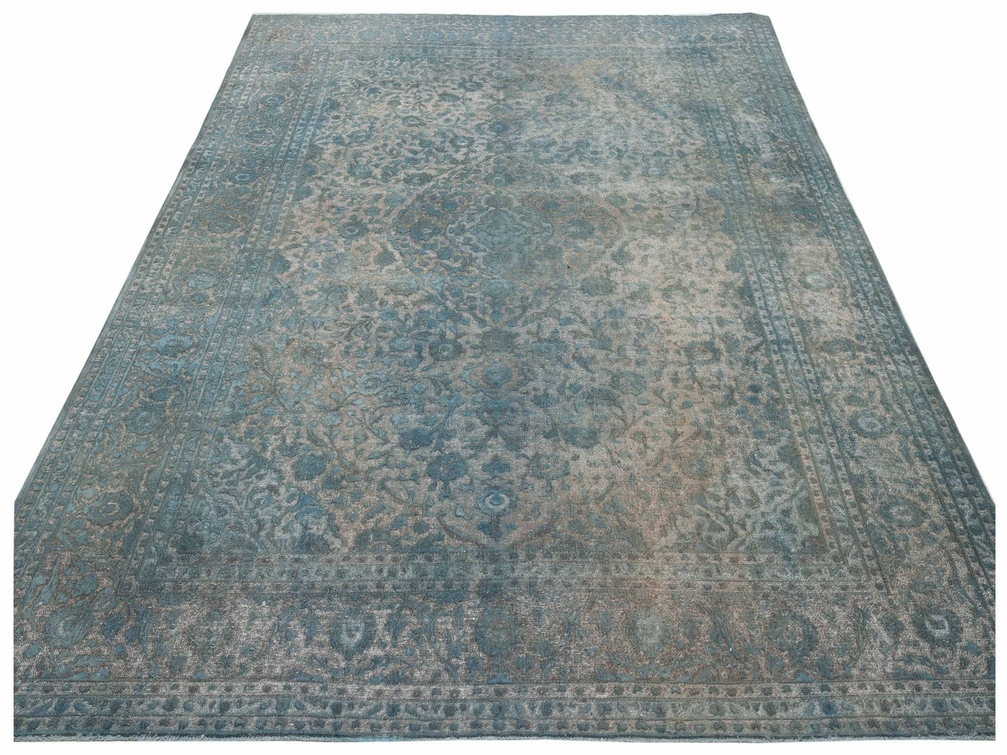 Vintage Blue 10x13.4 Hand Knotted Rug