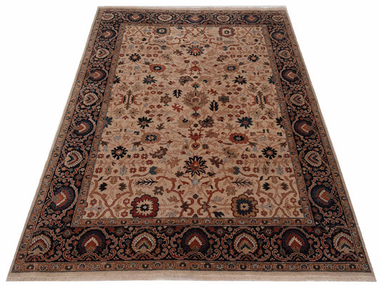 Corvella Ivory Navy 8x9.8 Hand Knotted Rug