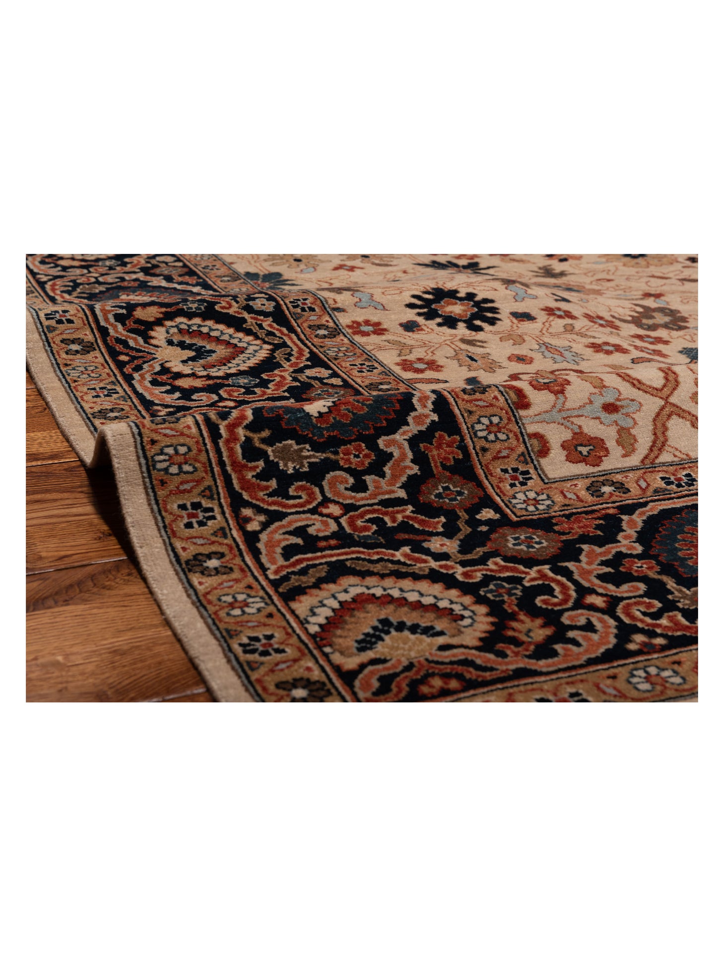 Corvella Ivory Navy 8x9.8 Hand Knotted Rug