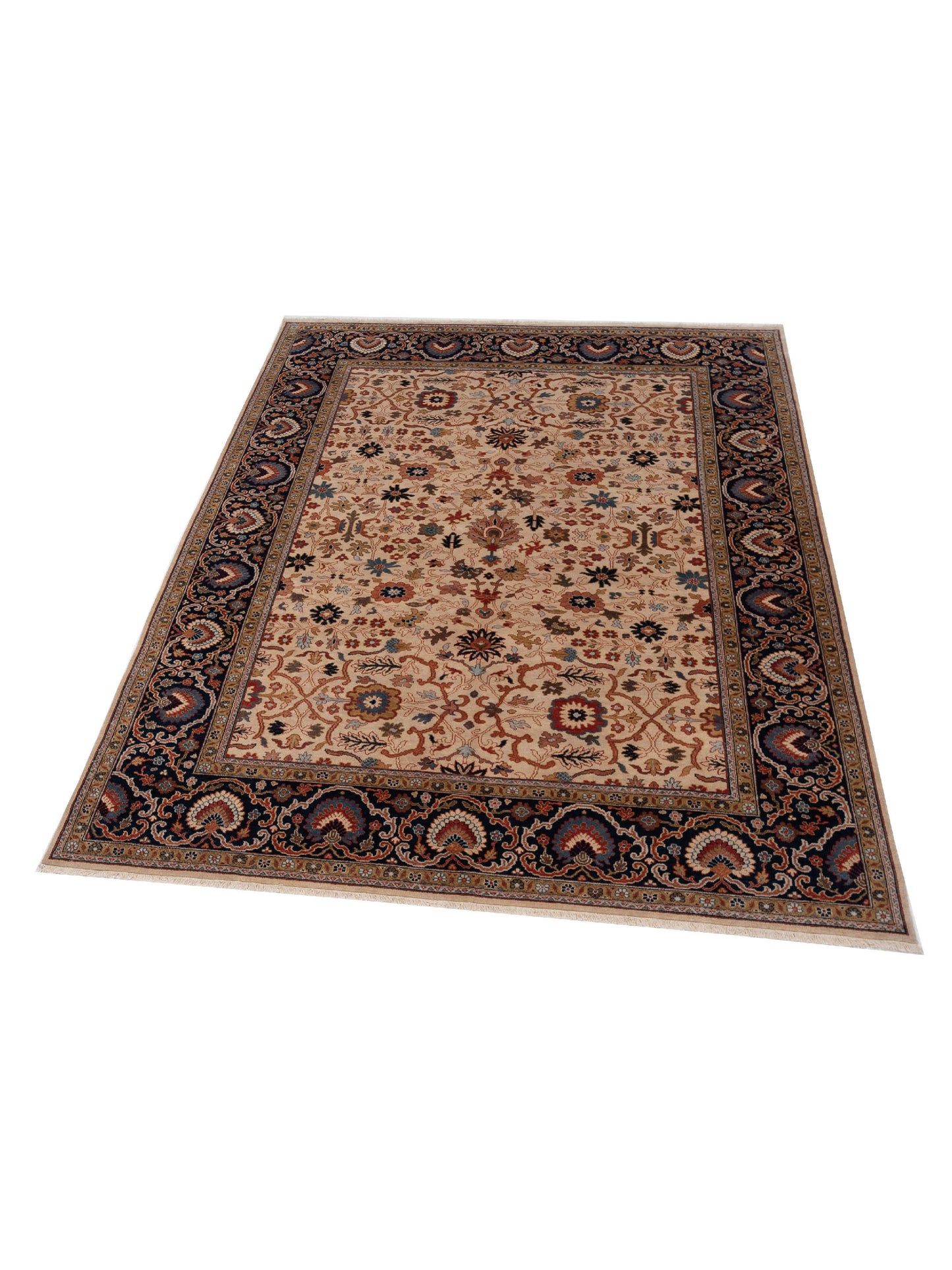 Corvella Ivory Navy 9x11.11 Hand Knotted Rug