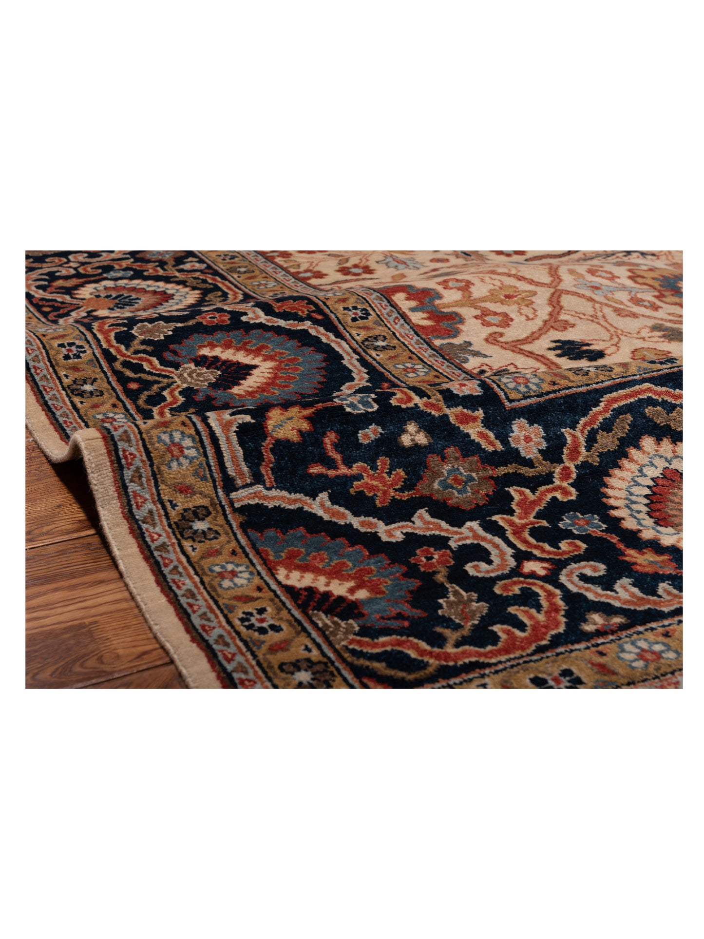 Corvella Ivory Navy 9x11.11 Hand Knotted Rug