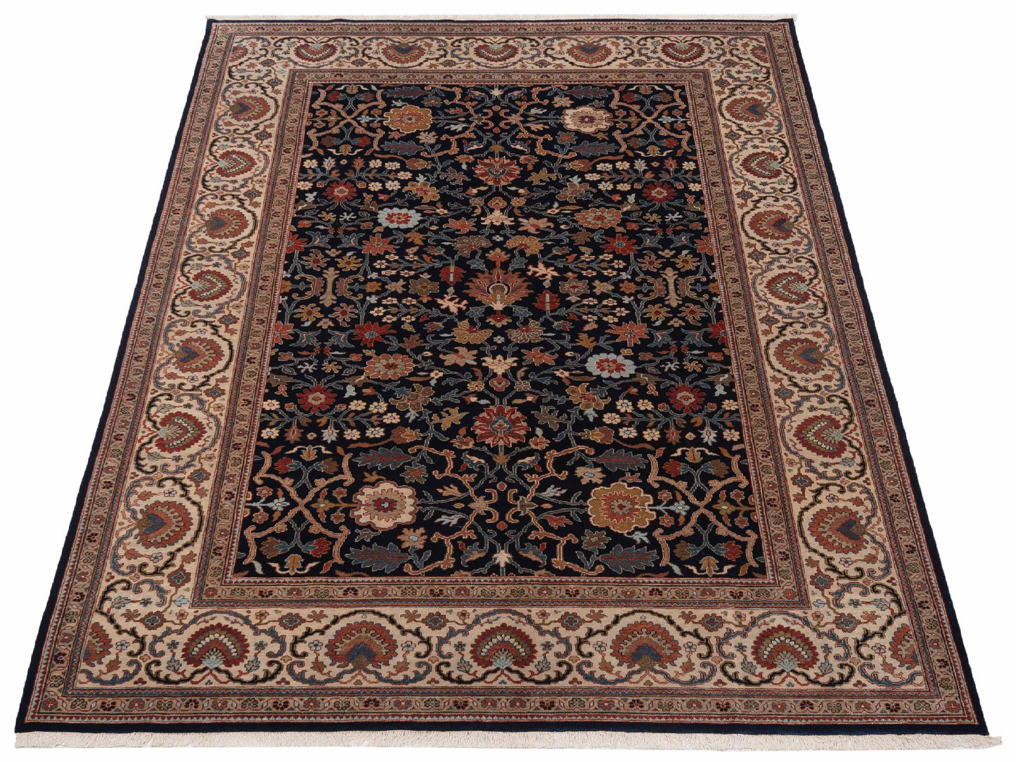 Corvella Navy Ivory 8.9x11.10 Hand Knotted Rug