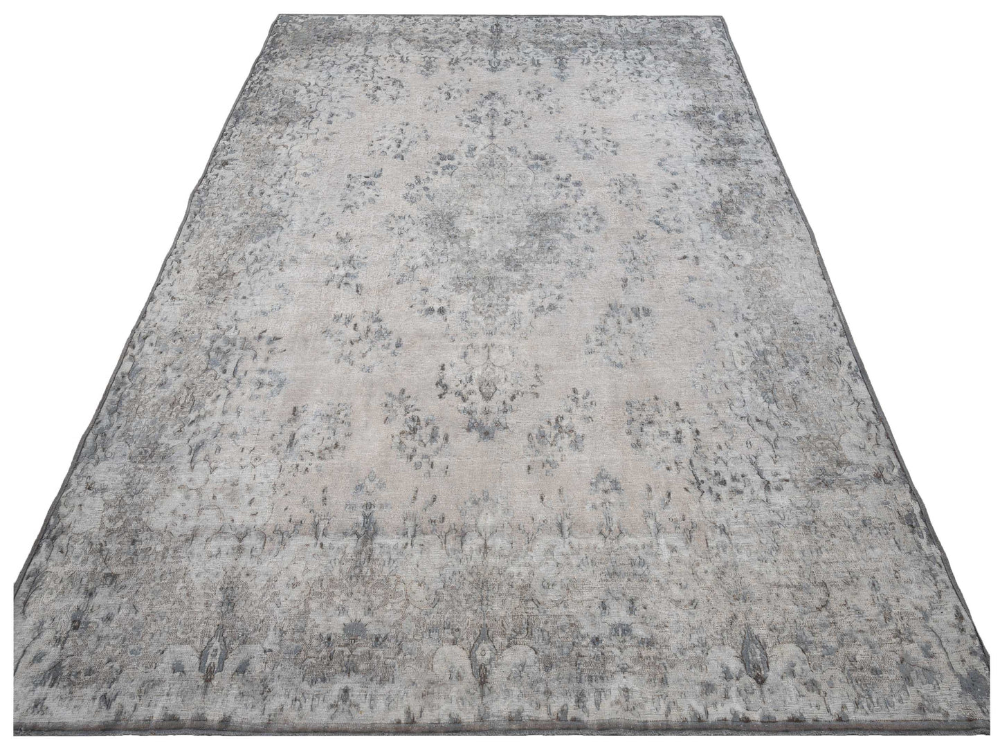 Vintage Light Gray 9.10x13.2 Hand Knotted Rug