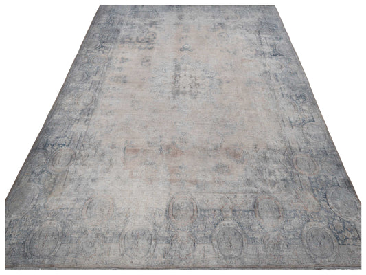 Vintage Light Gray 9.10x13.4 Hand Knotted Rug