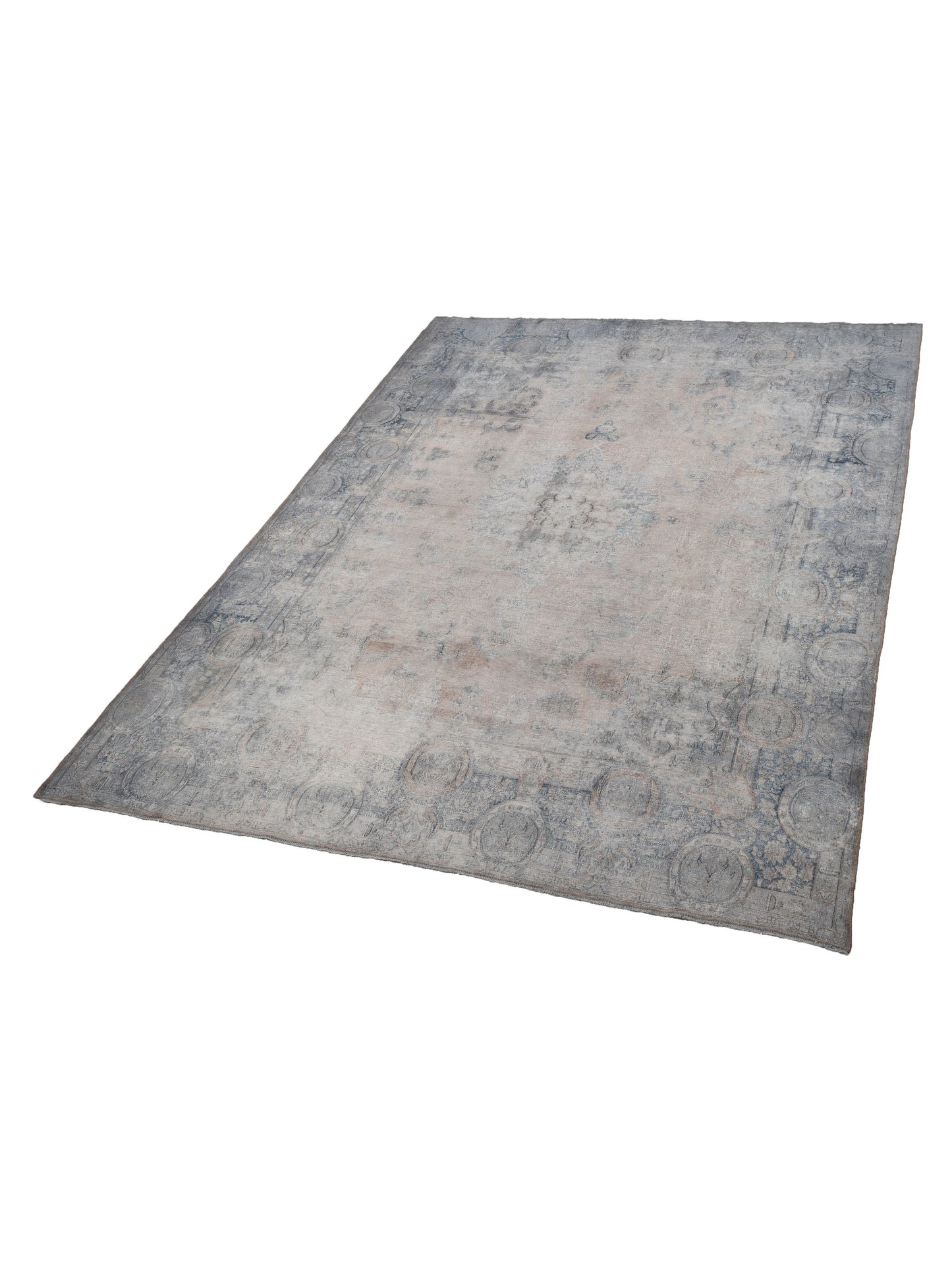 Vintage Light Gray 9.10x13.4 Hand Knotted Rug